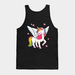 Cute Unicorn With Hearts And Wings for Girls Tank Top